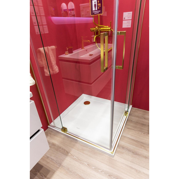 Душевое ограждение Cezares SLIDER-AH-2-70/80-80/90-C-BORO (70-80)x(80-90) см (стекло 8 мм) брашированное золото/прозрачное - фото 5