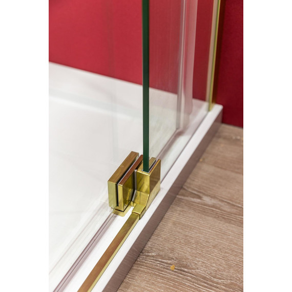 Душевое ограждение Cezares SLIDER-AH-2-70/80-80/90-C-BORO (70-80)x(80-90) см (стекло 8 мм) брашированное золото/прозрачное - фото 6