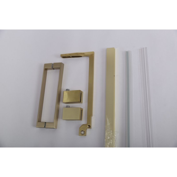 Душевое ограждение Cezares SLIDER-AH-2-80/90-100/110-BR-BORO (80-90)x(100-110) см (стекло 8 мм) брашированное золото/тонированное - фото 3