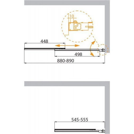 Шторка для ванны Cezares Slider VF-11 90 см, оружейная сталь/прозрачное - фото 6