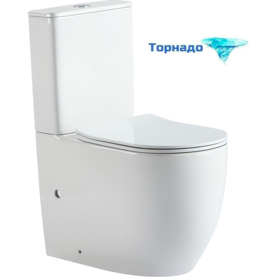 Унитаз-компакт CeramaLux TR2177 с крышкой микролифт (система смыва торнадо) с арматурой Geberit - фото 