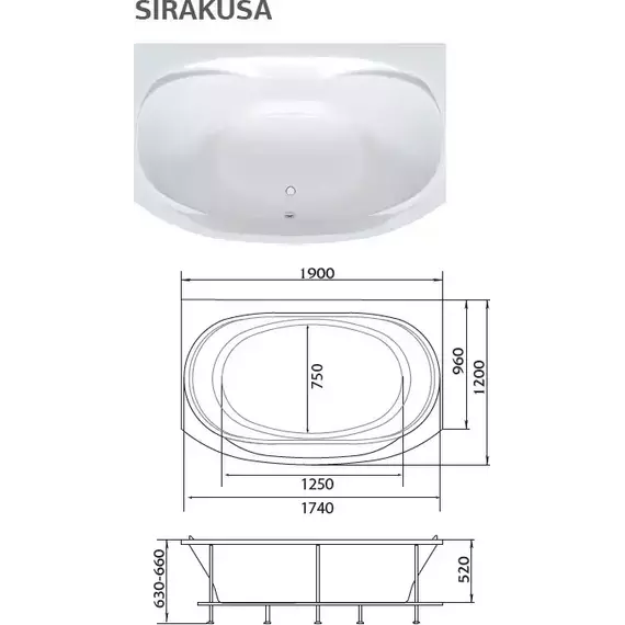 Ванна акриловая 1Marka Sirakusa New 190x120 см - фото 8