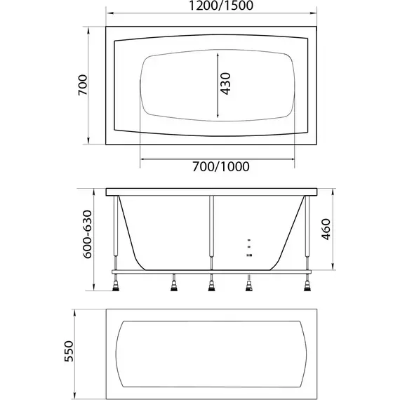 Ванна акриловая 1Marka Viola 150x70 см, Размер - мм: 1500х700 - фото 7