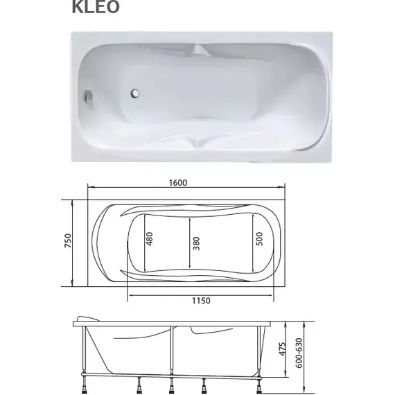 Ванна акриловая 1Marka Kleo 160x75 см - фото 7