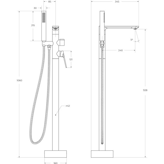 Смеситель для ванны Cezares COMFORT-VDP-01 - фото 5