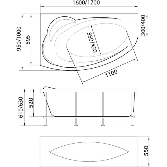 Ванна акриловая 1Marka Julianna 170x100 см R - фото 8