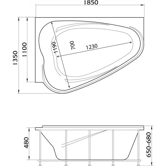 Ванна акриловая 1Marka Love 185x135 см L - фото 9