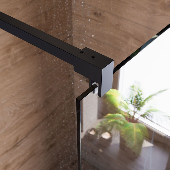 Душевая перегородка Mirsant Walk in 90 см с аксессуарами (стекло 8 мм) чёрный/прозрачное - фото 3