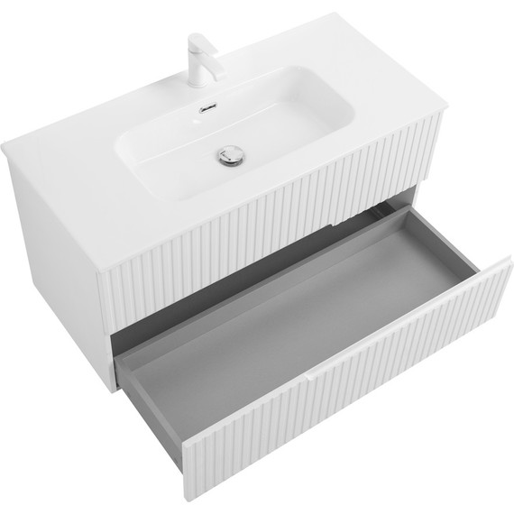 Тумба подвесная с раковиной Cezares DUET-N-1000-2C-SO-FBS-P 100 см (раковина CZR-8095-100) ясень белый софт - фото 5