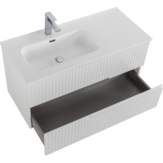 Тумба подвесная с раковиной Cezares DUET-N-1000-2C-SO-BL-L 100 см (раковина CZR-8095-100-L) bianco lucido - фото 3