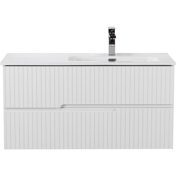 Тумба подвесная с раковиной Cezares DUET-N-1000-2C-SO-BL-R 100 см (раковина CZR-8095-100-R) bianco lucido - фото 