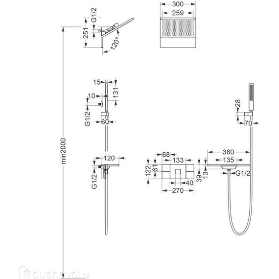 Верхний душ Vincea 300x300 мм VSHD-2F11MB, чёрный матовый - фото 2