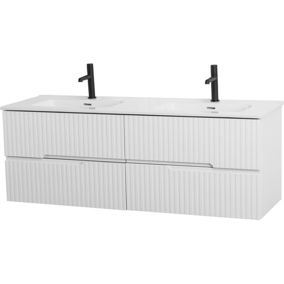 Тумба подвесная с раковиной Cezares DUET-N-1400-4C-SO-2-BL 140 см (раковина CZR-8095-140-2) bianco lucido - фото 3