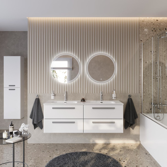 Тумба подвесная с раковиной Cezares ECO-CER-N-1400-4C-SO-2-BL 140 см (раковина CZR-8095-140-2) bianco lucido - фото 11