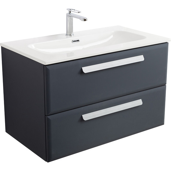 Тумба подвесная с раковиной Cezares ECO-CER-N-800-2C-SO-GR-P 80 см (раковина CZR-8073-80) grafito - фото 2