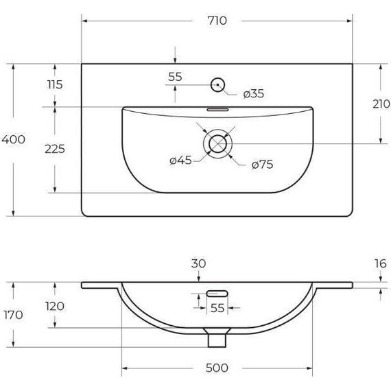 Тумба подвесная с раковиной BelBagno MARINO-CER-MINI-700-2C-SO-BL-P 70 см, bianco lucido - фото 6