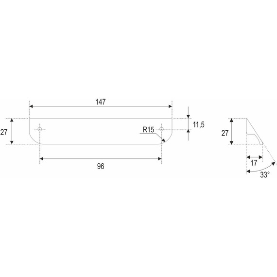 Ручка для мебельной тумбы Cezares Eco 15 см RS156GR.3/96 (1 шт) серый - фото 4