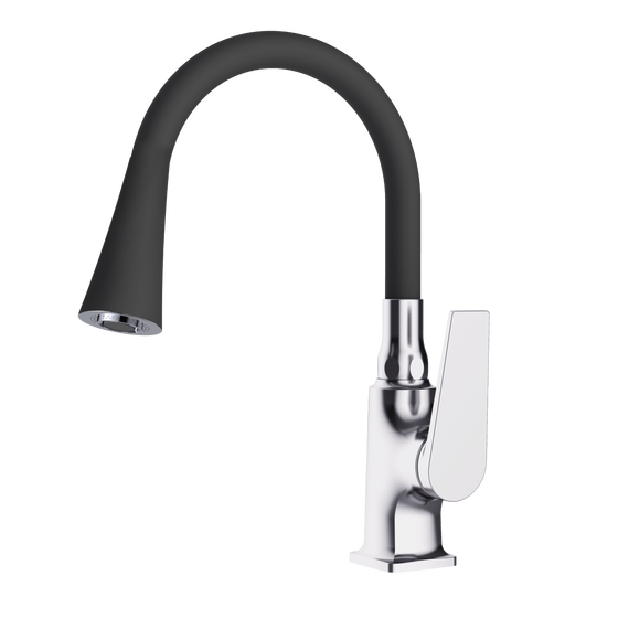 Смеситель для кухни Sole Baikal S056C-B, хром чёрный - фото 