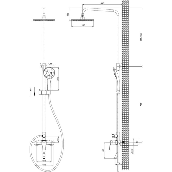 Душевая стойка Sole Orta S237B, чёрный - фото 2