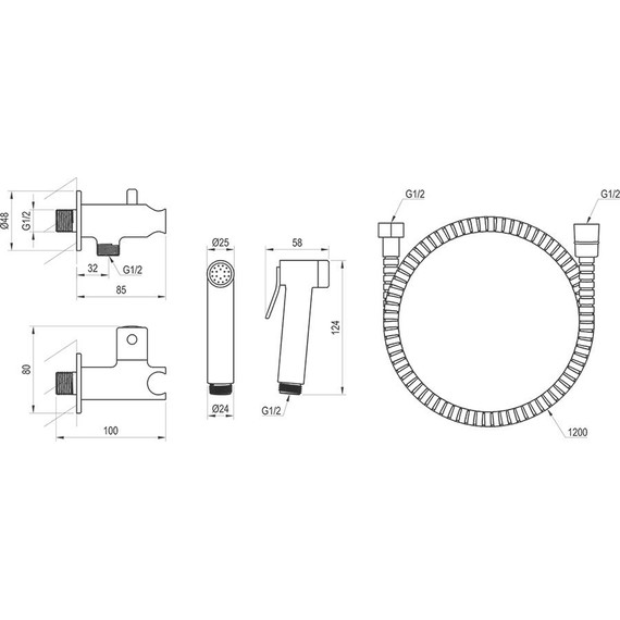 Настенный вентиль с гигиеническим душем Ravak BM 040.01 X070166 - фото 3
