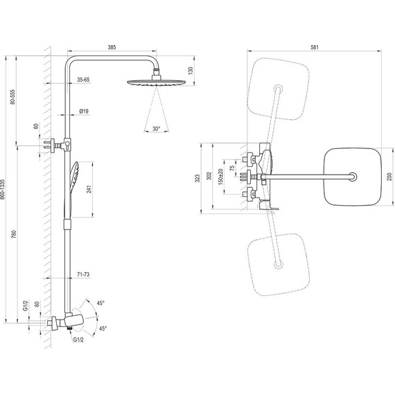Душевая стойка Ravak 10° Free X070171 - фото 7