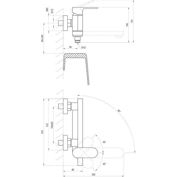 Смеситель для ванны Ravak Chrome CR 022.20BL X070431, чёрный - фото 5