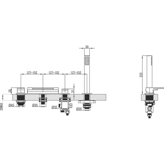 Смеситель для ванны Ravak Chrome 025.20BL X070445, чёрный - фото 4