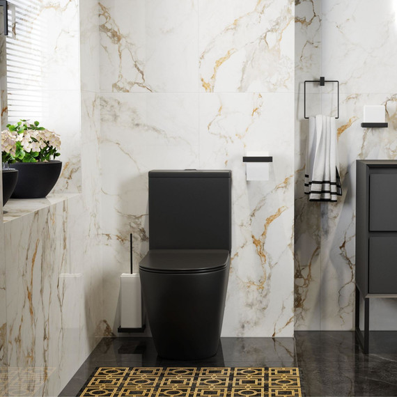 Унитаз-компакт безободковый Mirsant PANDORA 2 BLACK с крышкой Soft-close, чёрный матовый, Цвет производителя: чёрный матовый - фото 2