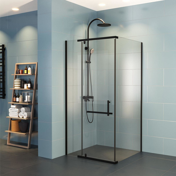 Душевое ограждение Mirsant Arena Square Black 90х90 см (стекло 8 мм), чёрный матовый/прозрачное - фото 