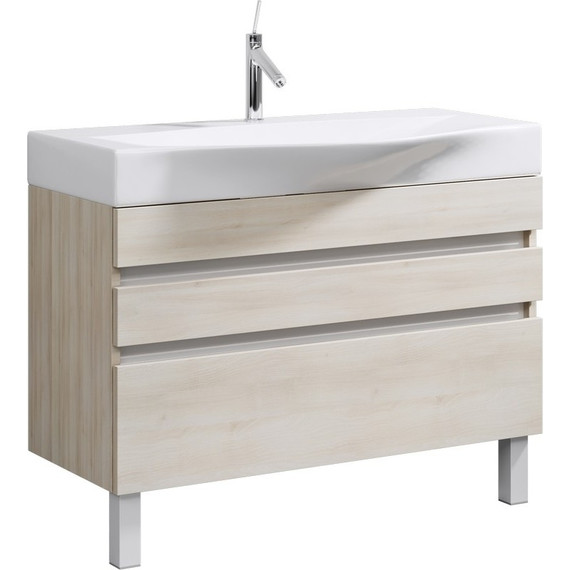 Тумба подвесная с раковиной Aqwella Bergamo 100 см Ber.01.10/n/А, акация, Цвет фасада: светлое дерево - фото 