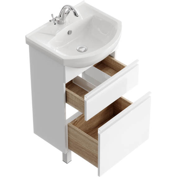 Тумба напольная с раковиной Aqwella Rodos 50 см ROD01052N, белый - фото 2