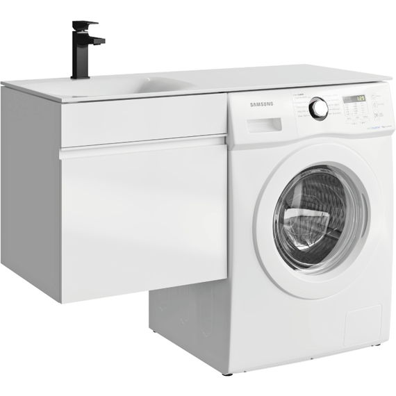 Тумба подвесная с раковиной Aqwella Duet 115 см DU01051L, белый - фото 