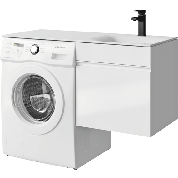 Тумба подвесная с раковиной Aqwella Duet 115 см DU01051R, белый - фото 