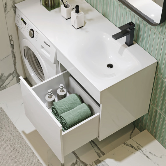 Тумба подвесная с раковиной Aqwella Duet 115 см DU01051R, белый - фото 4