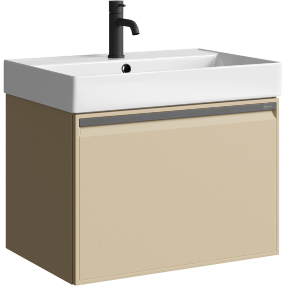 Тумба подвесная с раковиной Aqwella Pure 65 см PUR0165KS, капучино светллый, Цвет фасада: бежевый - фото 