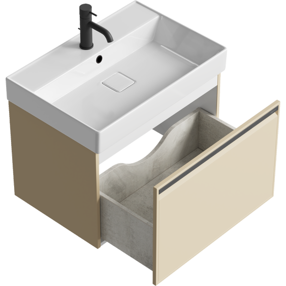Тумба подвесная с раковиной Aqwella Pure 65 см PUR0165KS, капучино светллый, Цвет фасада: бежевый - фото 2
