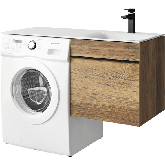 Тумба подвесная с раковиной Aqwella Terra 115 см TER01051DBR, дуб балтийский - фото 