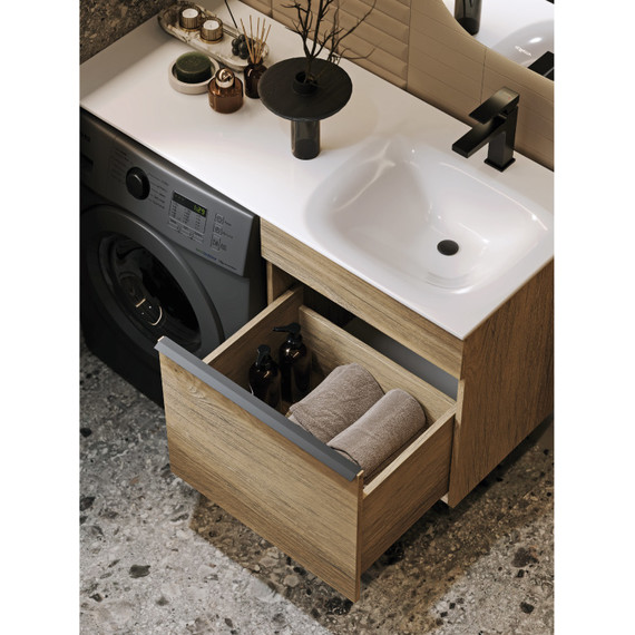 Тумба подвесная с раковиной Aqwella Terra 115 см TER01051DBR, дуб балтийский - фото 4