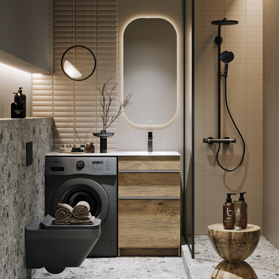 Тумба напольная с раковиной Aqwella Terra 115 см TER01052NDBR, дуб балтийский - фото 3