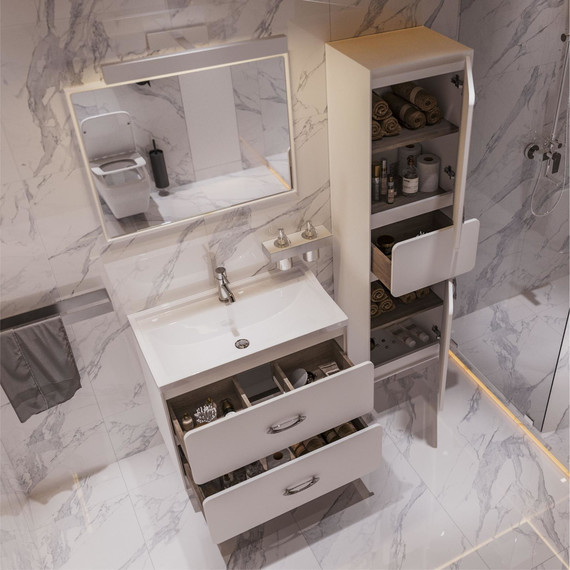 Пенал подвесной Mirsant Viva 45 см (универсальный), белый глянцевый - фото 6