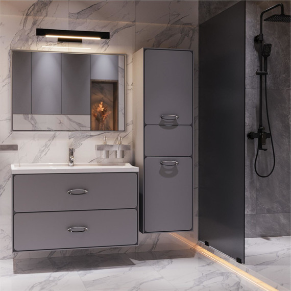 Пенал подвесной Mirsant Viva 45 см (универсальный), серый матовый - фото 4