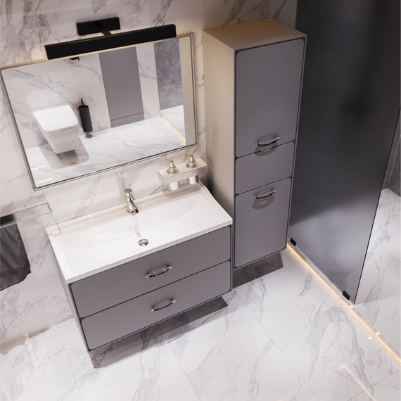 Пенал подвесной Mirsant Viva 45 см (универсальный), серый матовый - фото 5