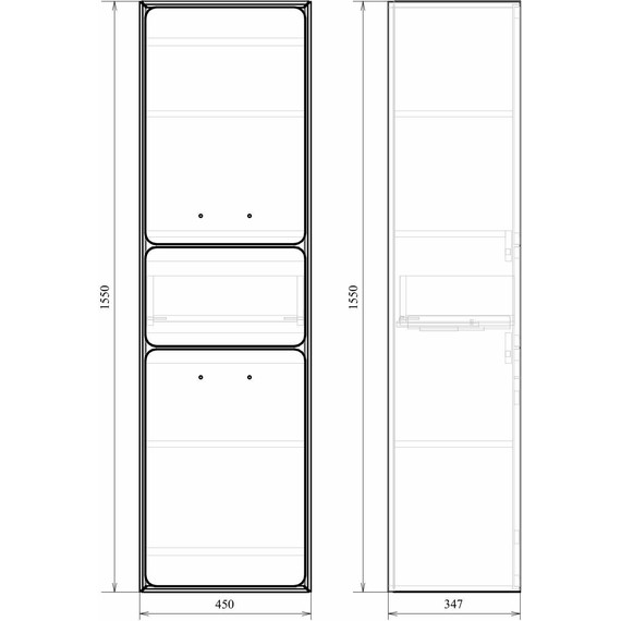 Пенал подвесной Mirsant Viva 45 см (универсальный), серый матовый - фото 7