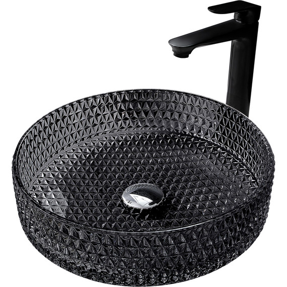 Раковина-чаша прозрачная Abber Glas 39 см AK2301B, чёрный - фото 
