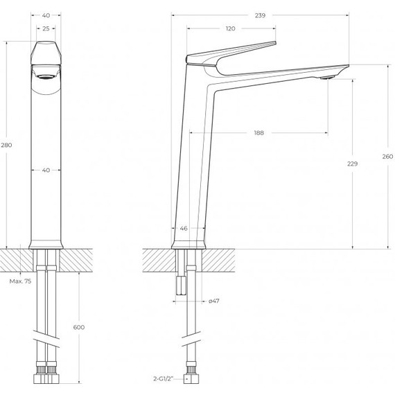 Смеситель для раковины высокий Cezares LINER-LC-GM-W0, оружейная сталь - фото 4