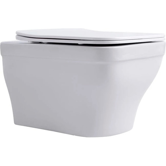 Инсталляция с подвесным унитазом комплект: Aquatek Set INS-0000012 с подвесным безободковым унитазом Амадео AQ1163-00 сиденье микролифт, крепление, кнопка смыва чёрная матовая - фото 12