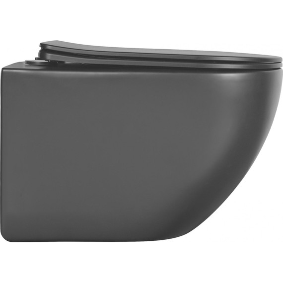 Унитаз подвесной безободковый Aquatek Европа AQ1901-MB с тонкой крышкой микролифт, чёрный, Цвет производителя: чёрный - фото 4
