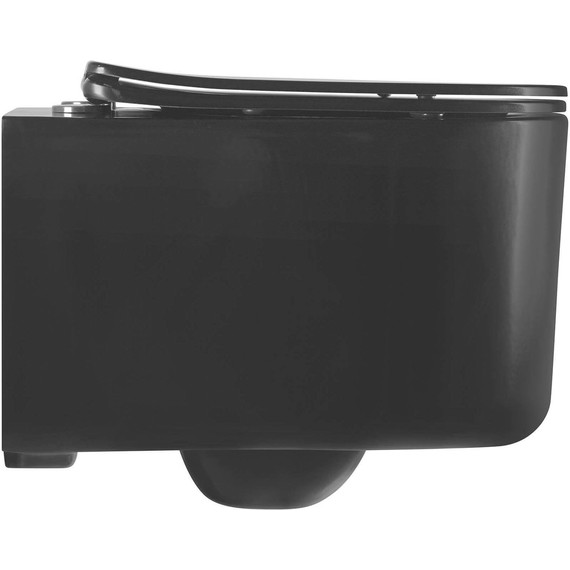 Унитаз подвесной безободковый Aquatek Мия AQ2004-MB, чёрный матовый с крышкой микролифт, Цвет производителя: чёрный матовый - фото 3