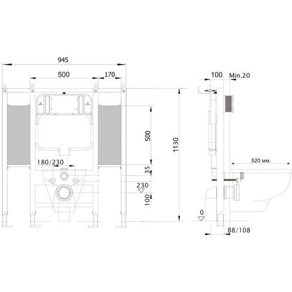 Инсталляция для унитаза Aquatek INS-0000015 (для людей с ограниченными возможностями) - фото 4