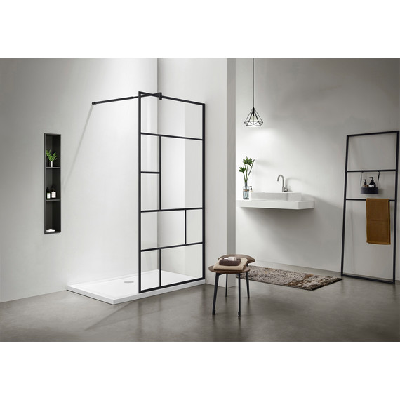 Душевая перегородка Aquatek Walk in AQ WIW Print 10020BL 100 см (стекло 8 мм) чёрный/прозрачное - фото 2